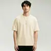 Camiseta de verano para hombre de manga corta, estilo americano, algodón puro de peso pesado, 300 g, cuello redondo, 100% algodón, top liso de alta gama