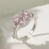 Anel de Zircônia Micro-Pavimentado para Dedo Indicador Feminino, Anel de Dedo Indicador de Luxo Leve da Moda para Mulheres com Abertura Ajustável