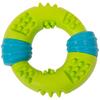 Juguete para mascotas de espuma TPR para perro grande, limpieza de dientes molares, costuras con mancuerna, hueso en forma de V, anillo bicolor, juguete para perro