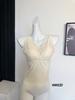 Colete interno de renda plus size com decote em V, cinto sexy, bojo no peito, ajuste slim, alças, lingerie, peito pode ser usado como top moderno