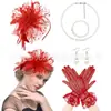 Amazon Set Retro de Accesorios para el Cabello de Novia Flor de Pluma para el Kentucky Derby Diadema de Malla Guantes Conjunto de Collar