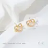 Aretes Pequeños de Corazón Trenzado Cruzado Calado Color Duradero Rellenos de Oro de 14K Accesorios Joyería Hecha a Mano DIY Materiales