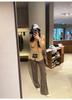 Pantalones Estampado Leopardo Mx para Mujer, de Tiro Alto, Rectos Ligeramente Acampanados, Pantalones de Punto Transpirables Largos con Efecto Adelgazante Drapado