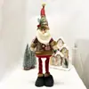 Boneca de Natal Telescópica com Tecido Xadrez Floco de Neve Vintage, Decoração de Feriado
