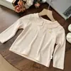 Camiseta básica de niña con cuello Peter Pan, nueva colección primavera-otoño, camiseta de manga larga para niños, fina y elegante, con cuello camisero