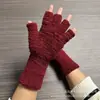 Guantes de Punto Largos Luo de Felpa Coral de Color Sólido Transfronterizos para Hombres y Mujeres, Abiertos en los Dedos, Divididos, Simples, de Felpa, Medio Dedo