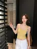 Camisole Slim de Múltiplas Cores Versátil Afinando com Recorte nas Costas Design de Torção Dupla Decote Quadrado Bojo Removível Costas Bonitas