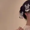 Pasador de Pelo con Borlas de Estilo Étnico con Flores y Luna Creciente, Accesorio para el Cabello Vintage de Alta Gama Versátil Nuevo Adorno para el Cabello