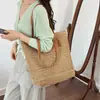 Bolso de mano nuevo para mujer con textura tejida, bolsa de paja de gran capacidad, casual y versátil para el trabajo, bolso de mano simple y ligero