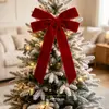 Pingente de laço para árvore de Natal transfronteiriço Decorações de Natal Ornamentos para pendurar em festas Laço de fita de veludo Decoração para pendurar
