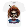 Comércio Transfronteiriço de Halloween Camiseta Estampada 3D Masculina para Adultos Adolescentes Camiseta Masculina de Manga Curta