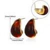 Pendientes irregulares de resina estilo vintage con vibra ins, color ámbar de alta gama, oro de 18k y acero inoxidable