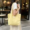 Bolsa Tote de Lona Estilo Coreano Ins Moda Grande Capacidade Estudante Deslocamento Bolsa de Ombro Único Feminina Fresca Versátil Bolsa de Compras