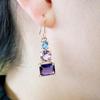 Aretes Rongyu Refresher Moda Estilo Coreano Amatista Topacio Temperamento Azul Polvo Color Mezclado Zircón Aretes Chapados en Oro