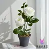 Bonsai de rosa de dos cabezas flores artificiales flores falsas decoraciones para el hogar adornos conversación falsa flores realistas exhibición de sala de estar hogar