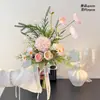 Ramo Fresco Pequeño Estilo Coreano para Registro de Matrimonio, Entrada de Sala de Estar, Amapolas Mariposa Flores Artificiales, Decoración de Flores Falsas, Flores para Atrezzo de Fotografía