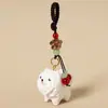 Llavero Colgante Tallado a Mano en Madera de Perro Samoyedo, Encanto Lindo Estilo Sanador para Bolsa, Regalo para Novia