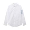 Camisa TB JL Marca de Moda Textil Oxford Raya de Manga Sencilla Cuatro Barras Manga Larga Camisa Blanca Cárdigan Casual para Hombre y Mujer Mismo Estilo