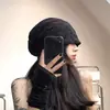 Chapéu Turban Celebridade da Internet para Cabeça Grande Estilo Japonês Retro Chapéu Elástico Empilhado Feminino Primavera & Outono Chapéu Baotou Solto Versátil Chapéu para Frio Tendência
