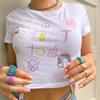 NVTX49010 - Camiseta de verano con cuello redondo, manga corta y estampado multicolor para mujer europea y americana