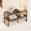 Organizador de Camadas para Guarda-Roupa Expansível Prateleira de Armazenamento Armário de Roupas Otimização de Espaço Gaveta Deslizante para Armário Sapateira