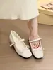 Delicados! Sapatos Mary Jane com laço doce para mulheres, versão coreana, bico redondo, salto grosso, estilo primavera