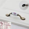 Lidsi Estilo Europeu Pastoral Flor Azul Alça de Bronze Antigo Estilo Chinês Cerâmica Antiga Alça de Gaveta Porta de Armário Handle
