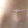 Moda de Comercio Exterior Europeo y Americano Temperamento Femenino Cristal Tobillera Personalidad Diamante Decoración de Pie Tobillera de Cristal de un Solo Diamante Simple