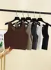 Colete Curto de Modal para Primavera e Verão Wrap Gola Redonda Ombligo Camisa Base Distinta Moda Versátil Top Feminino Costas