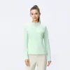 Lulu Sports Top Casual de Yoga para Mujer Cuello Alto Aspecto Adelgazante Media Cremallera Manga Larga Color Nude Secado Rápido Fitness al Aire Libre