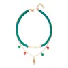 Navidad Europea y Americana Transfronteriza Joyería Feliz Moda Femenina Árbol de Navidad Muñeco de Nieve Arcilla Suave Collar Navideño de Doble Capa