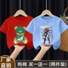Camiseta Popular de Algodão Puro de Manga Curta para Meninos, Nova Marca Estilosa e Moderna para Bebês e Crianças, Camiseta Básica Versátil e na Moda para Meninos