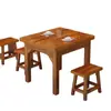 Mesa de jantar carbonizada em madeira maciça para restaurantes, mesas vintage para restaurantes de fast-food, churrascarias, lanchonetes e restaurantes de hot pot, conjunto de mesa e cadeira de jantar comercial