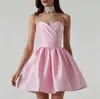 Vestido de noite simples, elegante, de cor sólida, sem alças, com design plissado, acinturado e emagrecedor, estilo baile, para Amazon transfronteiriça