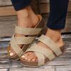 Sandalias informales de gran tamaño para mujer, estilo transfronterizo, estilo europeo y americano, nuevas sandalias cruzadas de suela gruesa y plana para comercio exterior, 2023