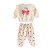 Traje para Niñas 2026 Estilo Nuevo Top con Estampado de Moños para Bebé Traje de Salida Otoñal de Manga Larga para Niñas