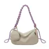 Nova bolsa tiracolo de corda de cânhamo com design de nicho transfronteiriço para mulheres, bolsa de ombro única com blocos de cor, bolsa casual, leve, simples