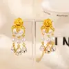 Brincos Estilo Palácio Retro Flor de Diamante Incrustada com Pérolas Pingente Gota Borla Agulha de Prata Elegante e Doce Estilo Luxo Leve Vintage