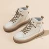 Moda primeira camada couro elástico pedal sapatos de mãe para grávidas 2024 primavera e outono leve versátil cano alto sapatos femininos