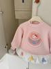 Saia-suéter infantil com forro de fleece 2024 outono e inverno novo saia-suéter de desenho animado coreano casaco quente infantil moda
