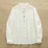 Cardigan Feminino Branco Manga Longa Jacquard Bordado Tridimensional Cor Sólida Estilo Japonês Outono 2025 Venda por Atacado