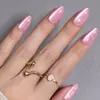 24 piezas de uñas postizas listas para usar en rosa agua con diseño cat-eye starburst, forma almendrada y detalles de estrellas
