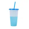 Taza de Agua Fría de PP Sensible a la Temperatura que Cambia de Color Transfronteriza Taza con Popote de Gran Capacidad Taza de Plástico PP Venta al por Mayor Se Puede Personalizar con logo