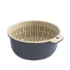 Cesta Drenante Multifuncional de Camada Dupla Plástico Cesta para Lavar Frutas e Verduras na Cozinha Cesta para Frutas Cesta para Verduras Cesta para Lavar Arroz Drenante Conjunto de 3 Peças