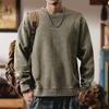 Outono Novo Suéter Bordado Simples Masculino Estilo Americano Retro Trendy Marca Lavada Manga Comprida Pesado Algodão Puro Camisa Solta Base