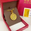 Tienda de Oro Mismo Estilo Calado Incrustado de Diamantes Brújula de Ocho Tesoros Arena Dorada Alta Calidad Giratorio Nuevo Estilo Chino Collar Regalo de Seguro Souvenir