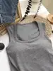 Chaleco sin mangas de cuello cuadrado para otoño e invierno con almohadillas en el pecho, top tubular blanco versátil estilo coreano para mujer