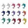 Colgante de delfín de esmalte de doble cara de acero inoxidable para pendientes, pulseras, llaveros y joyería hechos a mano para DIY