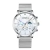 Reloj de Negocios para Hombre Transfronterizo Nuevo Simple Falso Tres Ojos Hebilla Oculta Personalizada Malla Casual Calendario Reloj de Cuarzo