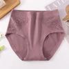 Roupa íntima feminina para mães, 100% algodão, antibacteriana, cintura alta, tamanho plus size para pessoas de meia-idade e idosos, shorts femininos